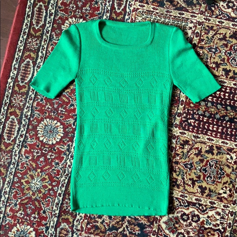 Vintage kelly green short sleeved sweater small